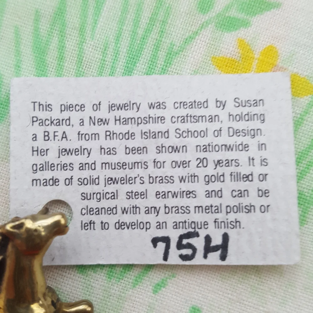 🌙Artisan Brass Horse Brooch Susan Packard